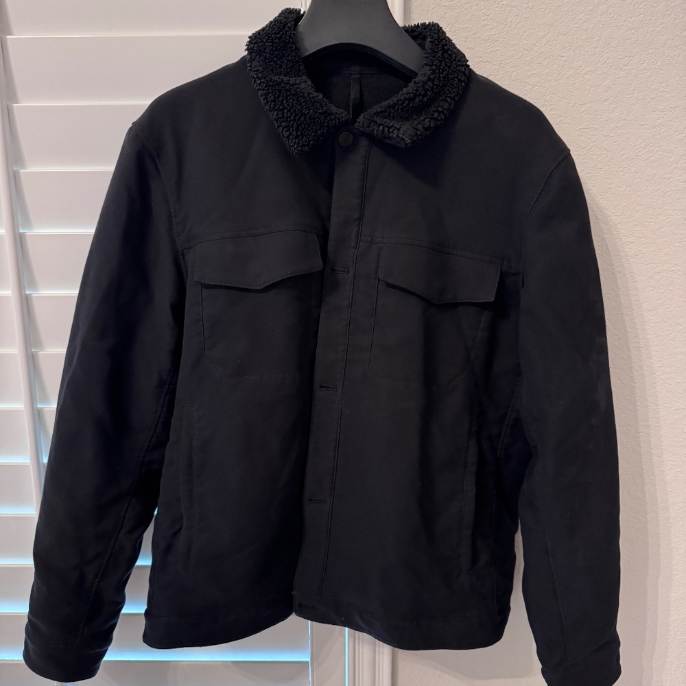 Lululemon Sueded Utility Shirt Jacket Sherpa Collar - Black XL